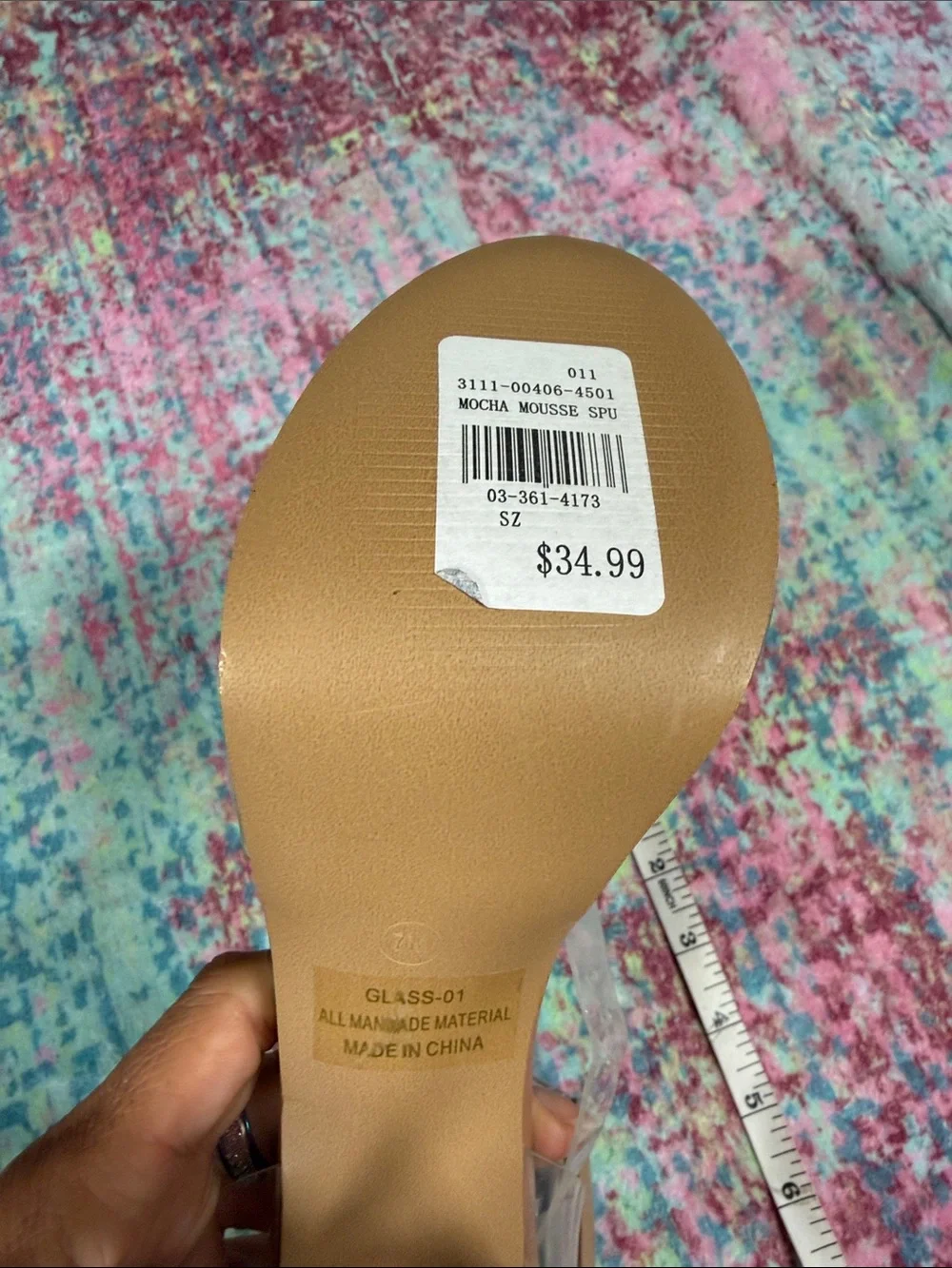Rouge Helium Transparent Platform Sandals with Tan Footbed